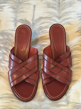 COLE HAAN Country Women's Red Braided Leather Slide Mules